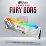 Kingston Fury Renegade White RGB DDR5 32GB RAM with 6000MT/s for gaming and multitasking.