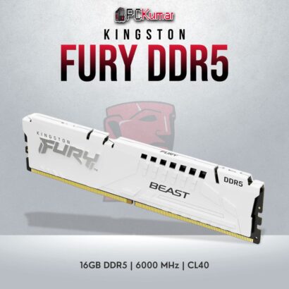 Kingston Fury Beast White DDR5 16GB RAM with 6000MT/s for gaming and multitasking.