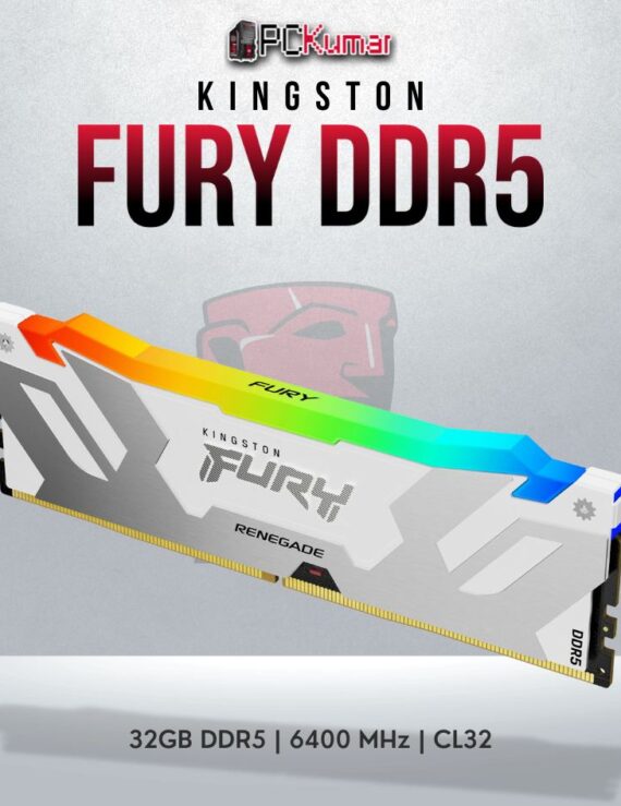 Kingston Fury Renegade RGB DDR5 32GB RAM with 6400MT/s for professional workflows.