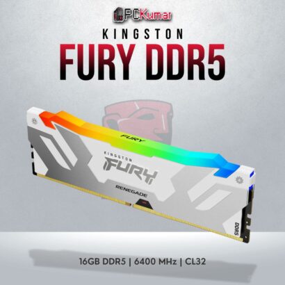 Kingston Fury Renegade White RGB DDR5 16GB RAM with 6400MT/s for gaming.