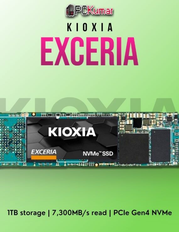 Kioxia EXCERIA PRO NVMe SSD 1TB with 7,300MB/s read and 6,400MB/s write speeds.
