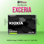 Kioxia EXCERIA SATA SSD 960GB with 555MB/s read and 540MB/s write speeds.