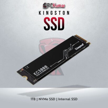 Kingston KC3000 1TB PCIe Gen 4 NVMe SSD with 7000MB/s read and 6000MB/s write speeds.