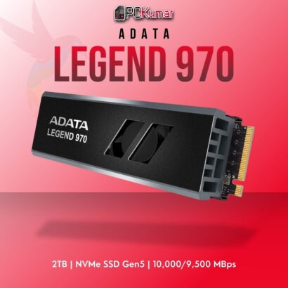 ADATA LEGEND 970 2TB NVMe SSD Gen5 with 10,000MB/s read speed and integrated heatsink.