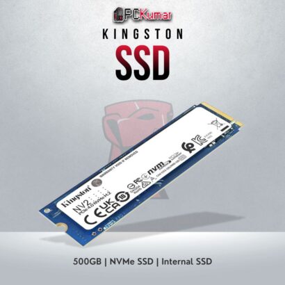Kingston NV1 500GB NVMe SSD with 2100MB/s read and 1700MB/s write speeds.