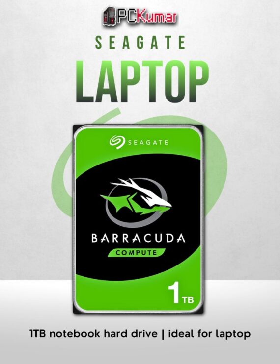 Seagate 1TB laptop HDD with SATA interface and slim form factor.