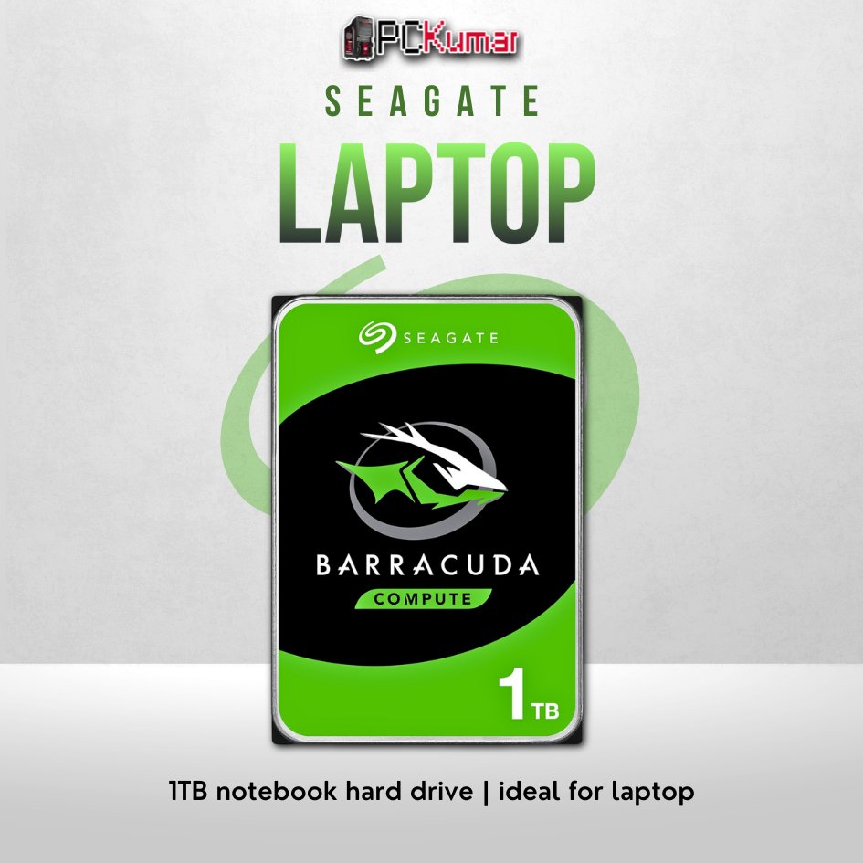 Seagate 1TB laptop HDD with SATA interface and slim form factor.