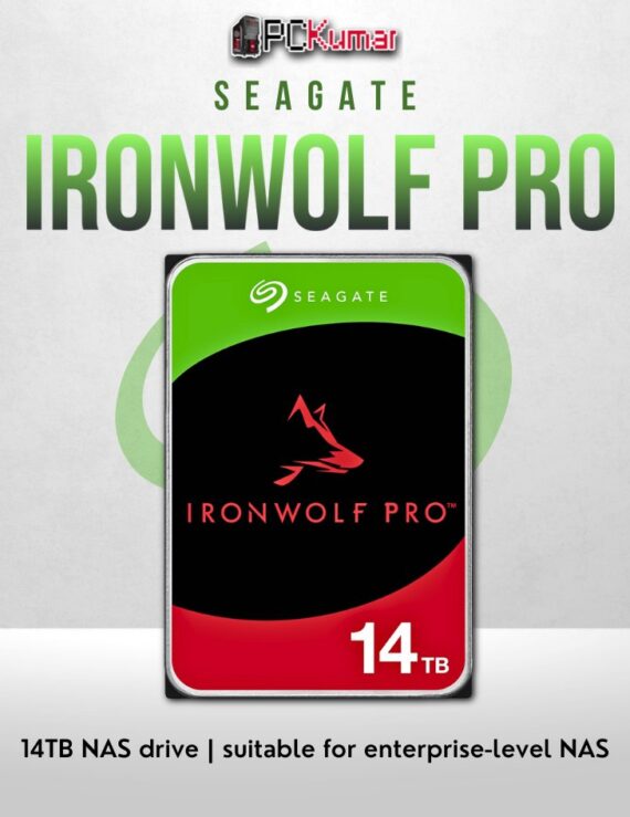 Seagate IronWolf Pro 14TB NAS HDD with enterprise-grade durability and RAID support.