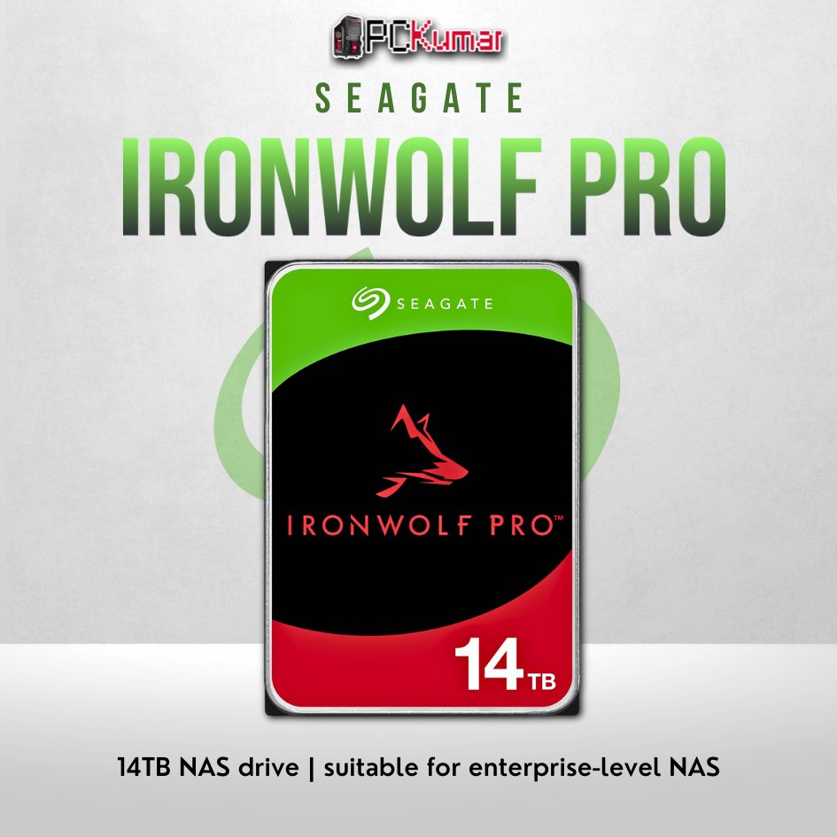 Seagate IronWolf Pro 14TB NAS HDD with enterprise-grade durability and RAID support.