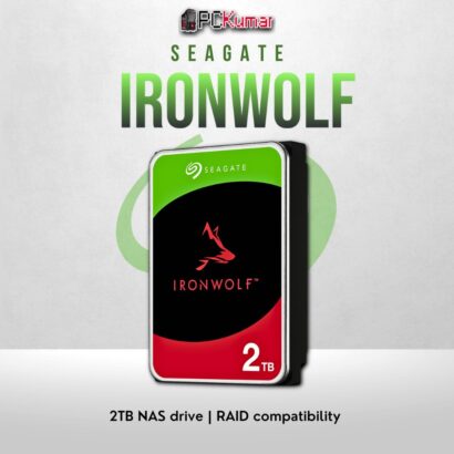 Seagate IronWolf 2TB NAS HDD with RAID optimization and 24/7 durability.