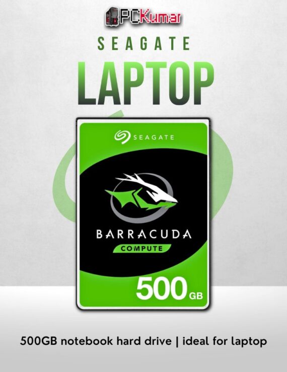 Seagate 500GB laptop HDD with SATA interface and compact design.