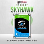 Seagate SkyHawk 6TB surveillance HDD with 24/7 operation and HD stream support.