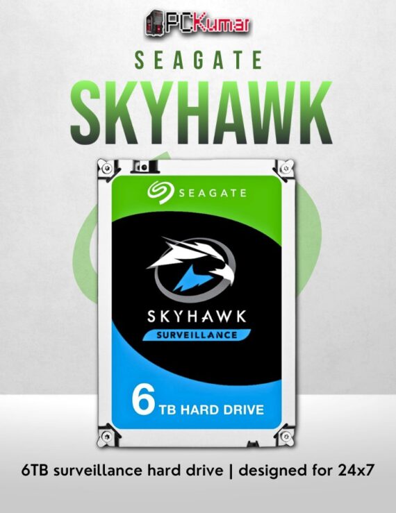 Seagate SkyHawk 6TB surveillance HDD with 24/7 operation and HD stream support.