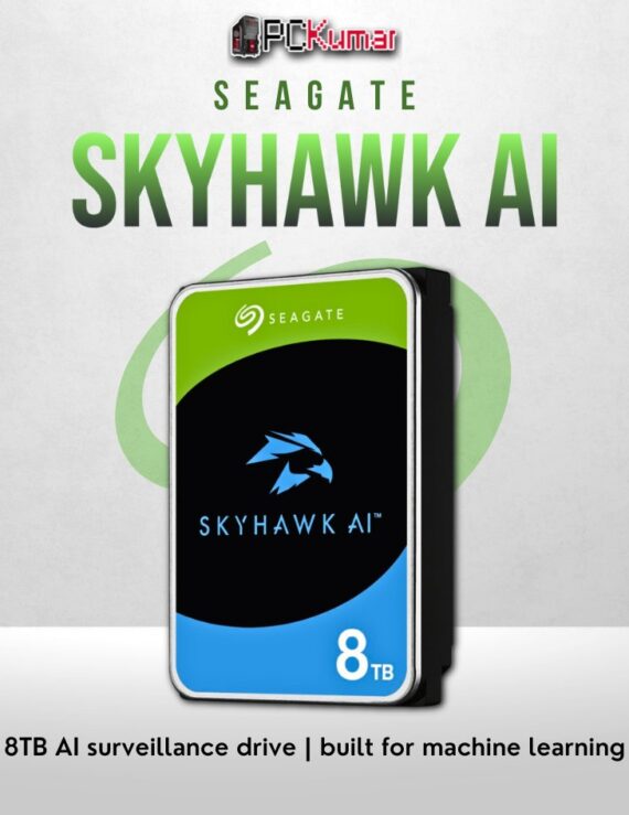 Seagate SkyHawk AI 8TB HDD for surveillance and AI video analytics.
