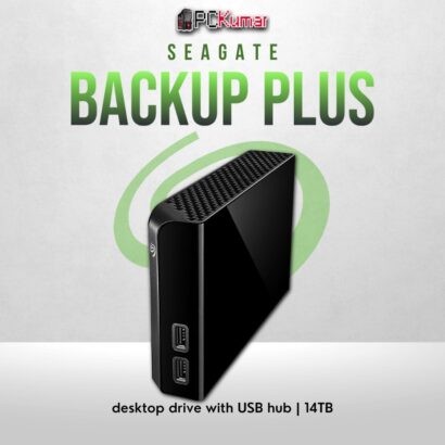 Seagate Backup Plus Hub 14TB external desktop drive with USB 3.0 and built-in hub.