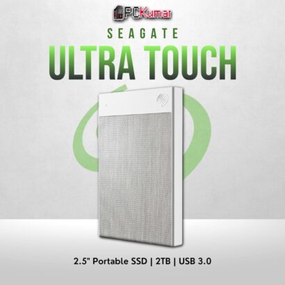 Seagate 2TB Backup Ultra Touch HDD in white with USB-C and advanced encryption.