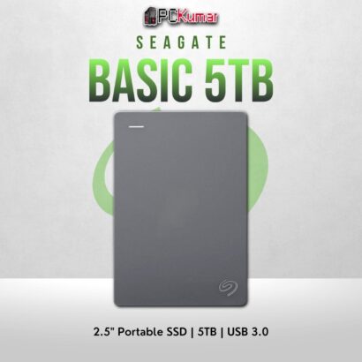Seagate 5TB Expansion portable hard drive with USB 3.0, 5400 RPM speed, and durable enclosure.