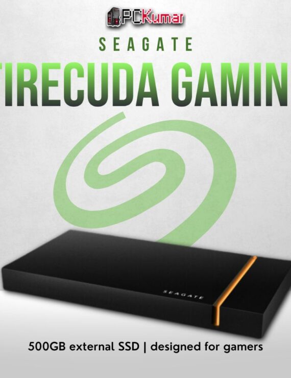 Seagate FireCuda 500GB portable gaming SSD with fast load times and compact design.