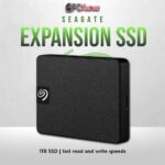 Seagate Expansion 1TB SSD in black with fast performance and portable design.