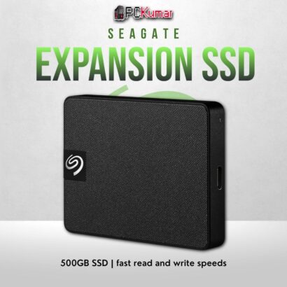 Seagate Expansion 500GB SSD with fast read/write speeds and compact design.