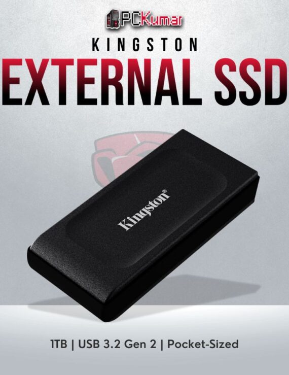 Kingston XS1000 Portable SSD 1TB with USB 3.2 Gen 2 and 1050MB/s read speeds.