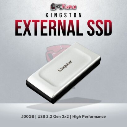 Kingston XS2000 Portable SSD 500GB with USB 3.2 Gen 2x2 and 2000MB/s transfer speeds.