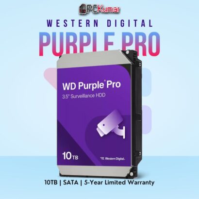 WD Purple Pro 10 TB Surveillance HDD with SATA for enterprise video storage.