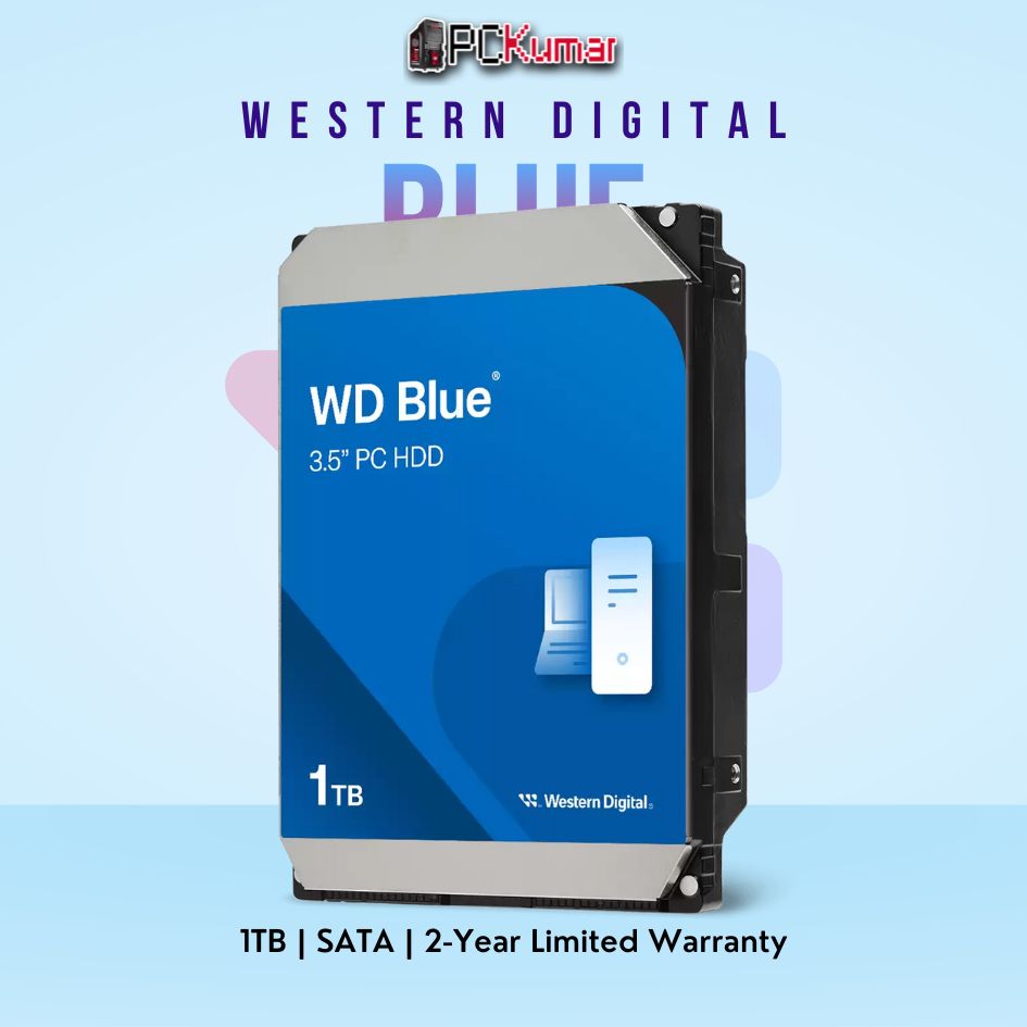 WD Blue Desktop 1 TB HDD with SATA interface and 7200 RPM speed.