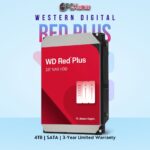 WD Red Plus 4 TB NAS HDD with SATA for home and small office use.