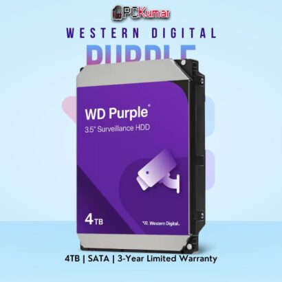 WD Purple 4 TB Surveillance HDD with SATA support for NVR/DVR systems.