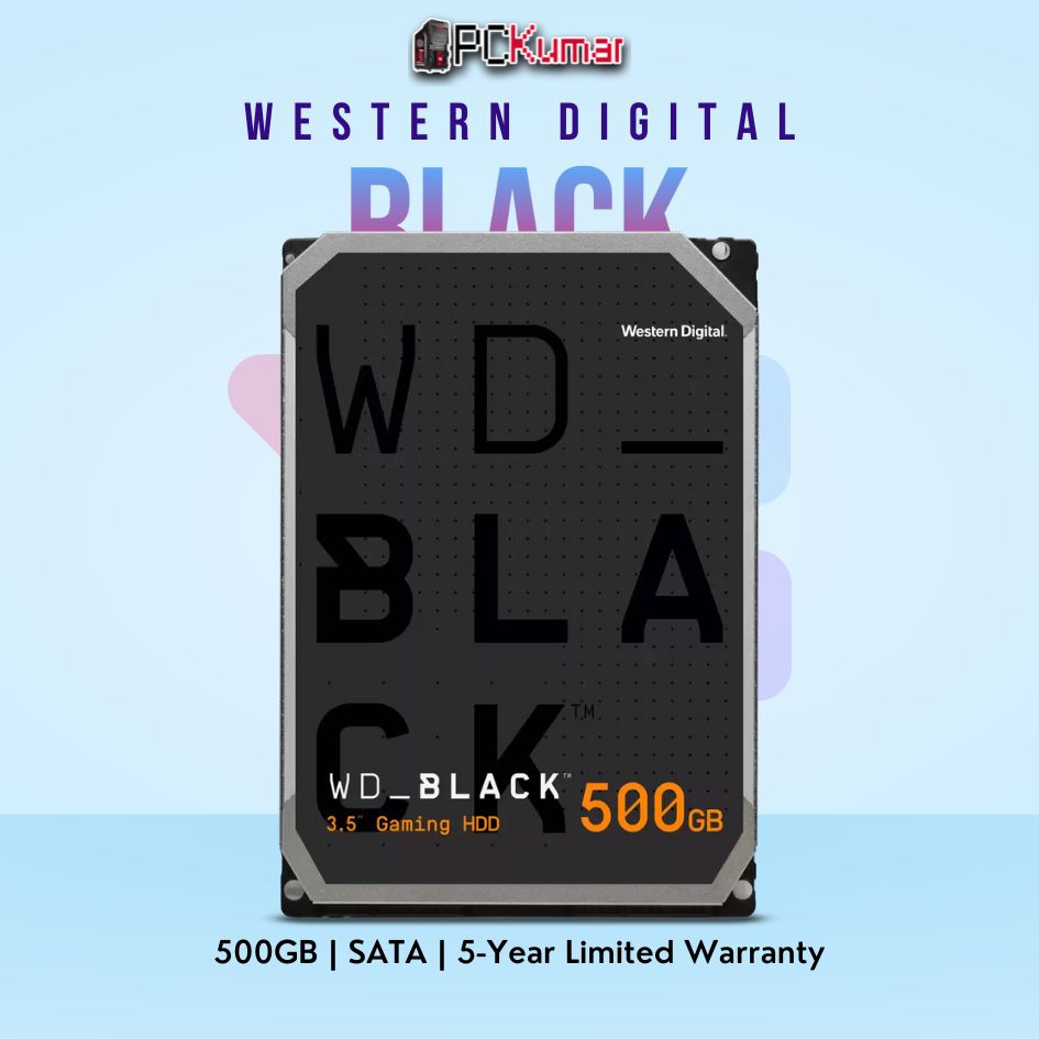 WD Black Desktop 500 GB HDD with SATA and 7200 RPM speed.