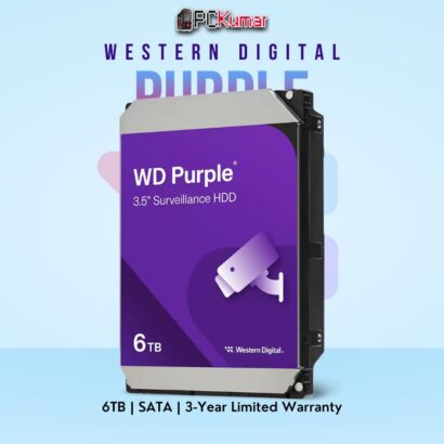 WD Purple 6 TB Surveillance HDD with SATA for high-capacity video storage.