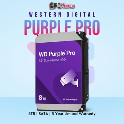 WD Purple Pro 8 TB Surveillance HDD with AI support and SATA connectivity.
