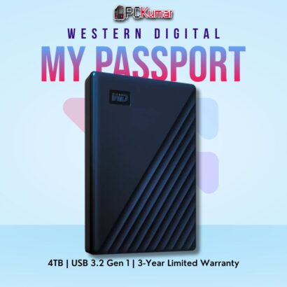 WD My Passport for Mac 4 TB Blue Portable HDD with USB 3.0 support.