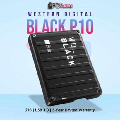 WD_BLACK P10 2 TB Game Drive in Black with USB 3.2 support for gamers.