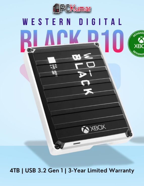 WD_BLACK P10 Xbox 4 TB Game Drive with USB 3.2 connectivity.