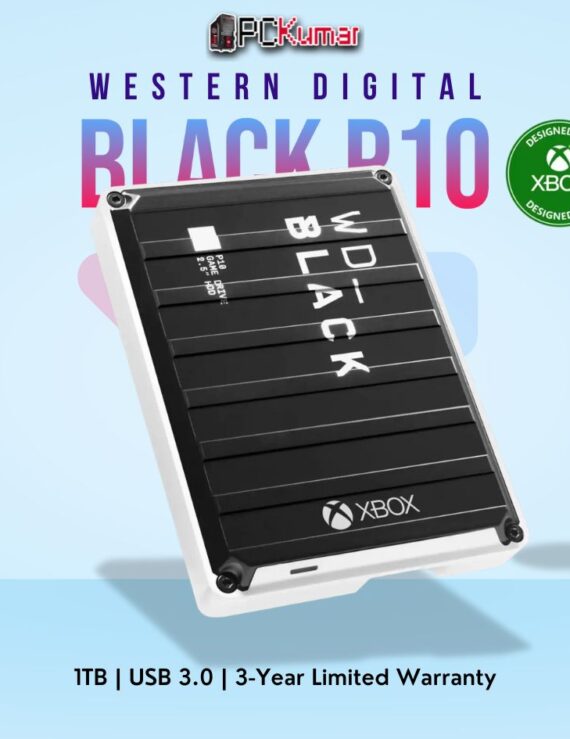 WD_BLACK P10 1 TB Xbox Game Drive with USB 3.2 connectivity.