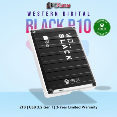 WD_BLACK P10 Xbox 2 TB Game Drive with USB 3.2, licensed for Xbox.