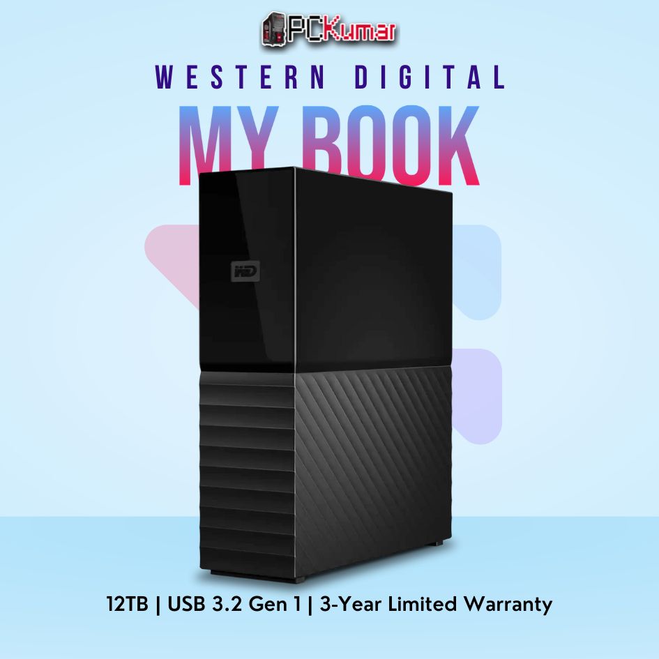 WD My Book 12 TB External HDD with USB 3.0 for high-capacity storage and fast backup.