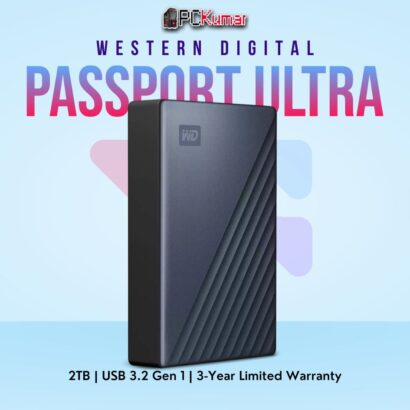 WD My Passport Ultra 2 TB Blue Portable HDD with USB 3.0.