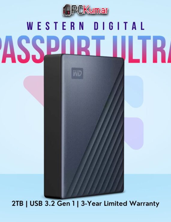 WD My Passport Ultra 2 TB Blue Portable HDD with USB 3.0.