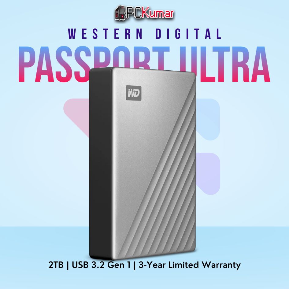 WD My Passport Ultra 2 TB Silver Portable HDD with USB 3.0.