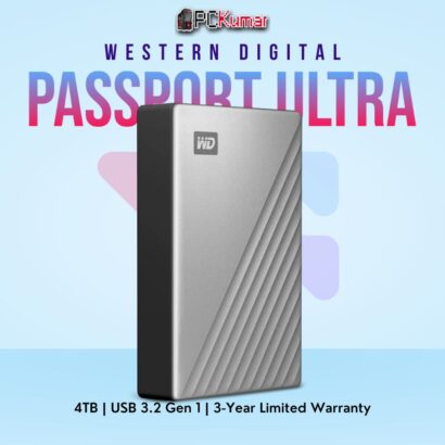 WD My Passport Ultra 4 TB Silver Portable HDD with USB 3.0 support.
