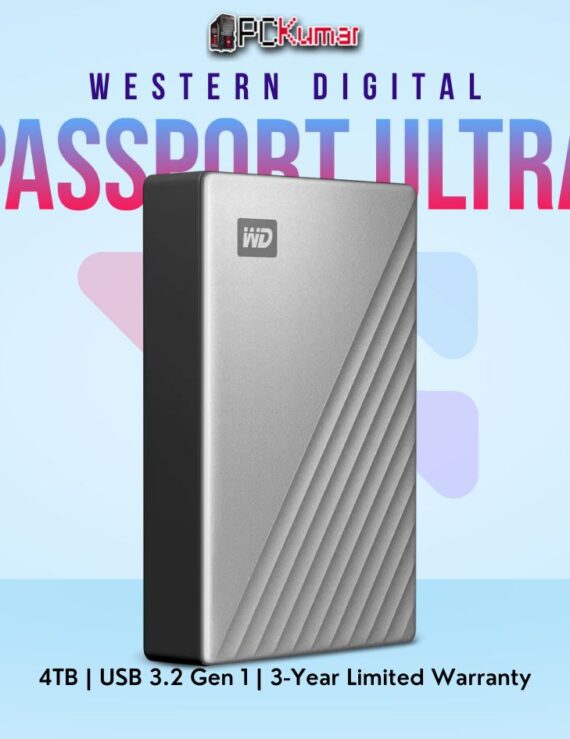 WD My Passport Ultra 4 TB Silver Portable HDD with USB 3.0 support.