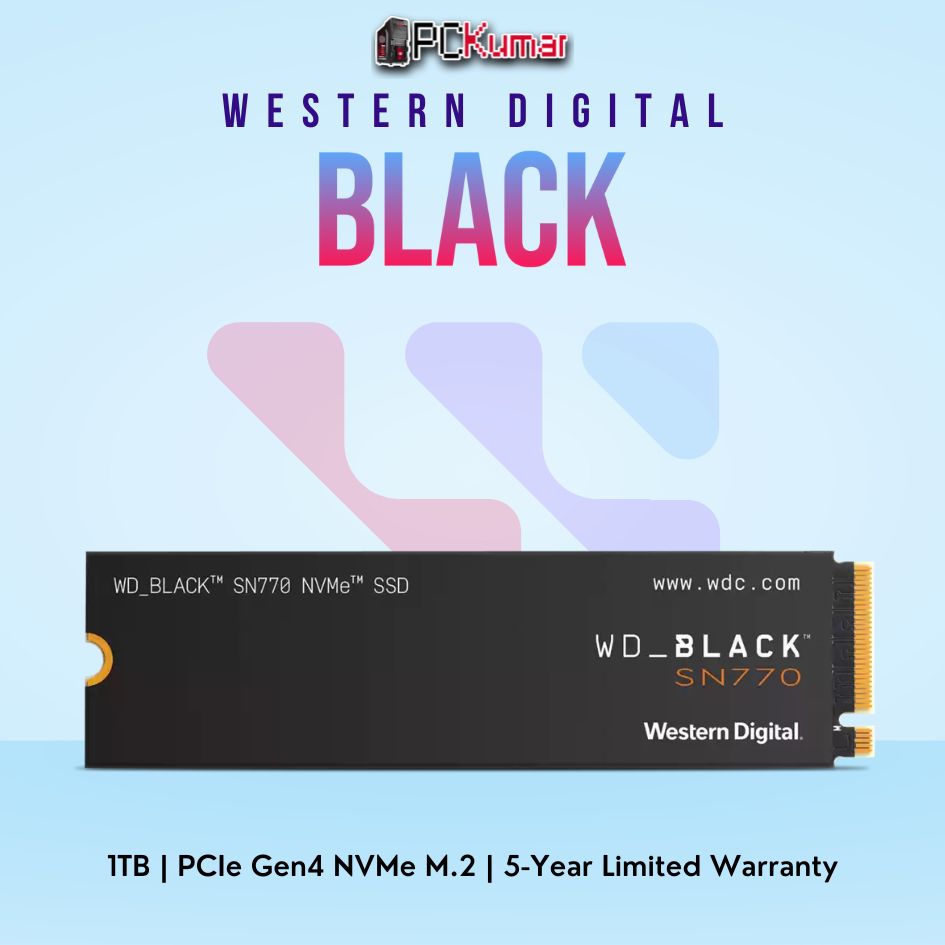 WD_BLACK 1 TB SN770 PCIe Gen4 NVMe SSD for gaming and multitasking.