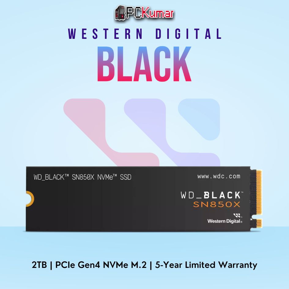 WD Black SN850X PCIe Gen4 2 TB NVMe SSD for gamers and professionals.