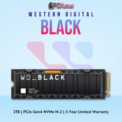 WD Black SN850X PCIe Gen4 2 TB NVMe SSD with Heatsink for gaming and high-demand tasks.