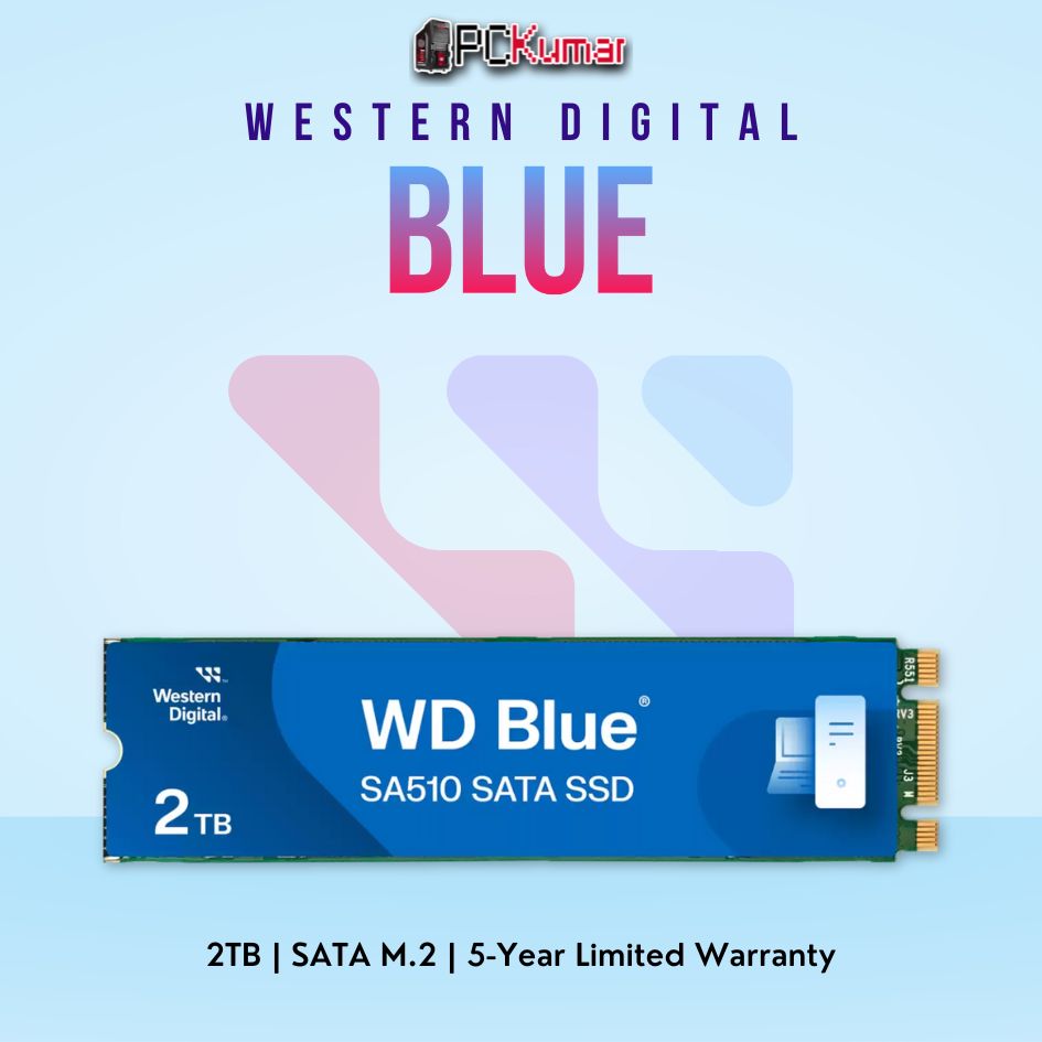 WD Blue 3D NAND 2 TB SATA M.2 SSD for desktops and laptops.