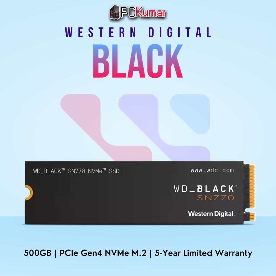 WD_BLACK 500GB SN770 PCIe Gen4 NVMe SSD for high-speed gaming.