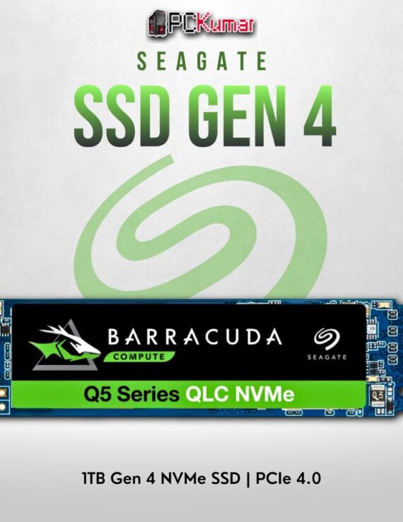 Seagate FireCuda 1TB PCIe Gen 4 SSD with blazing-fast speeds and efficient design.